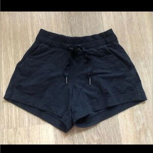 Athleta high waist cotton Tencel modal drawstring black shorts